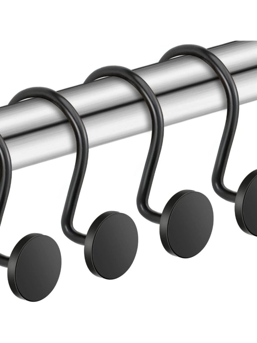 Black Shower Curtain Hooks, 12 Pieces, Metal, Shower Curtain Rings, Modern Decor